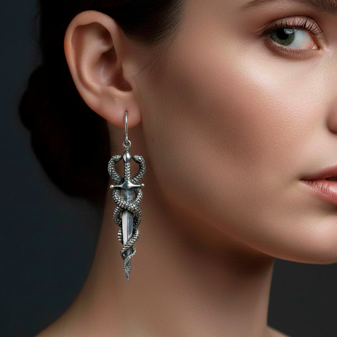 DAGGER HOOPS PAIR- SILVER