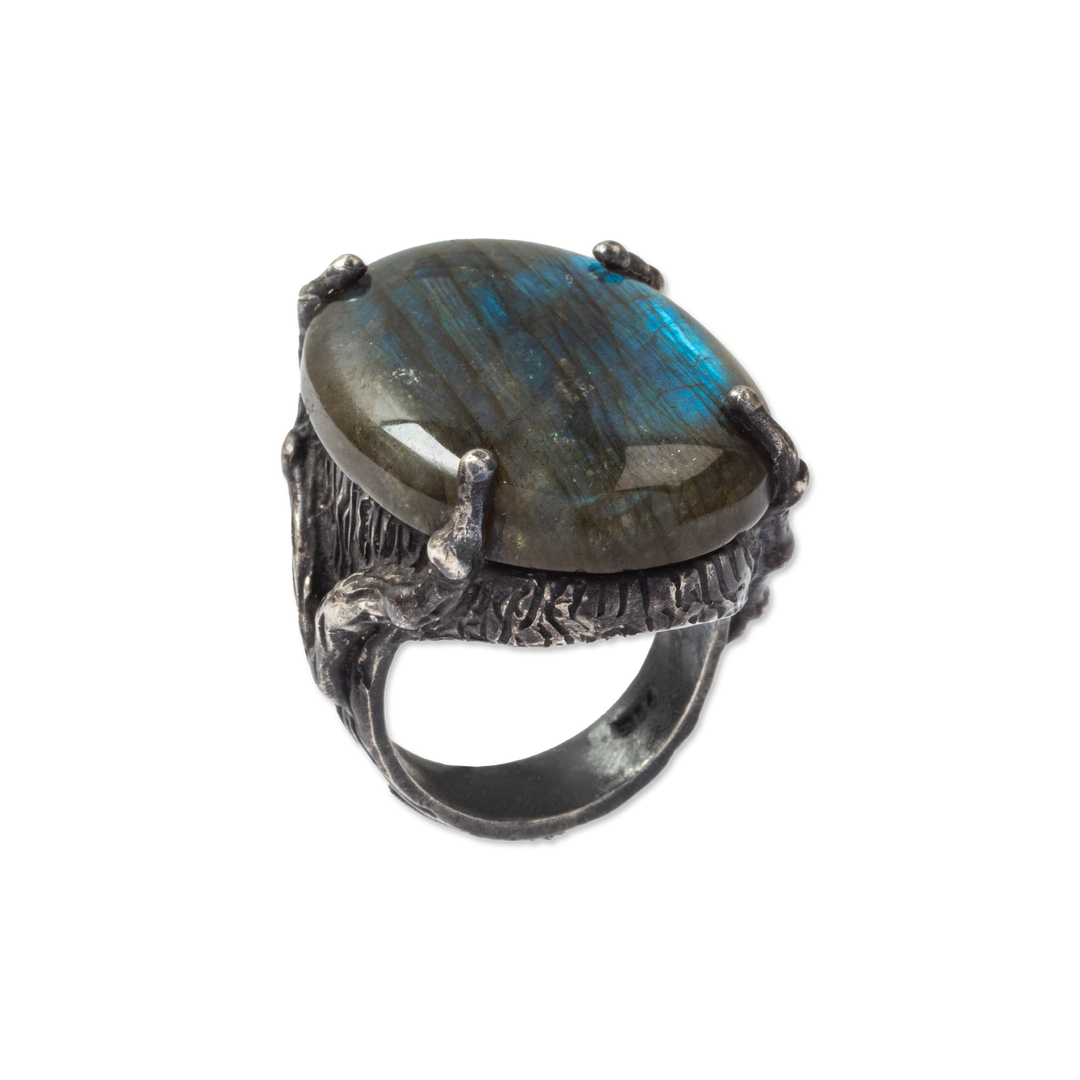 GUILLERMINA LABRADORITE RING BRASS/GOLD PLATE 14K