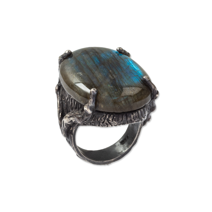 GUILLERMINA LABRADORITE RING BRASS/GOLD PLATE 14K