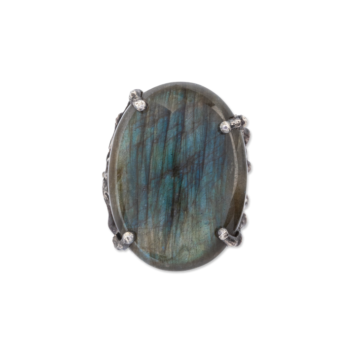 GUILLERMINA LABRADORITE RING BRASS/GOLD PLATE 14K